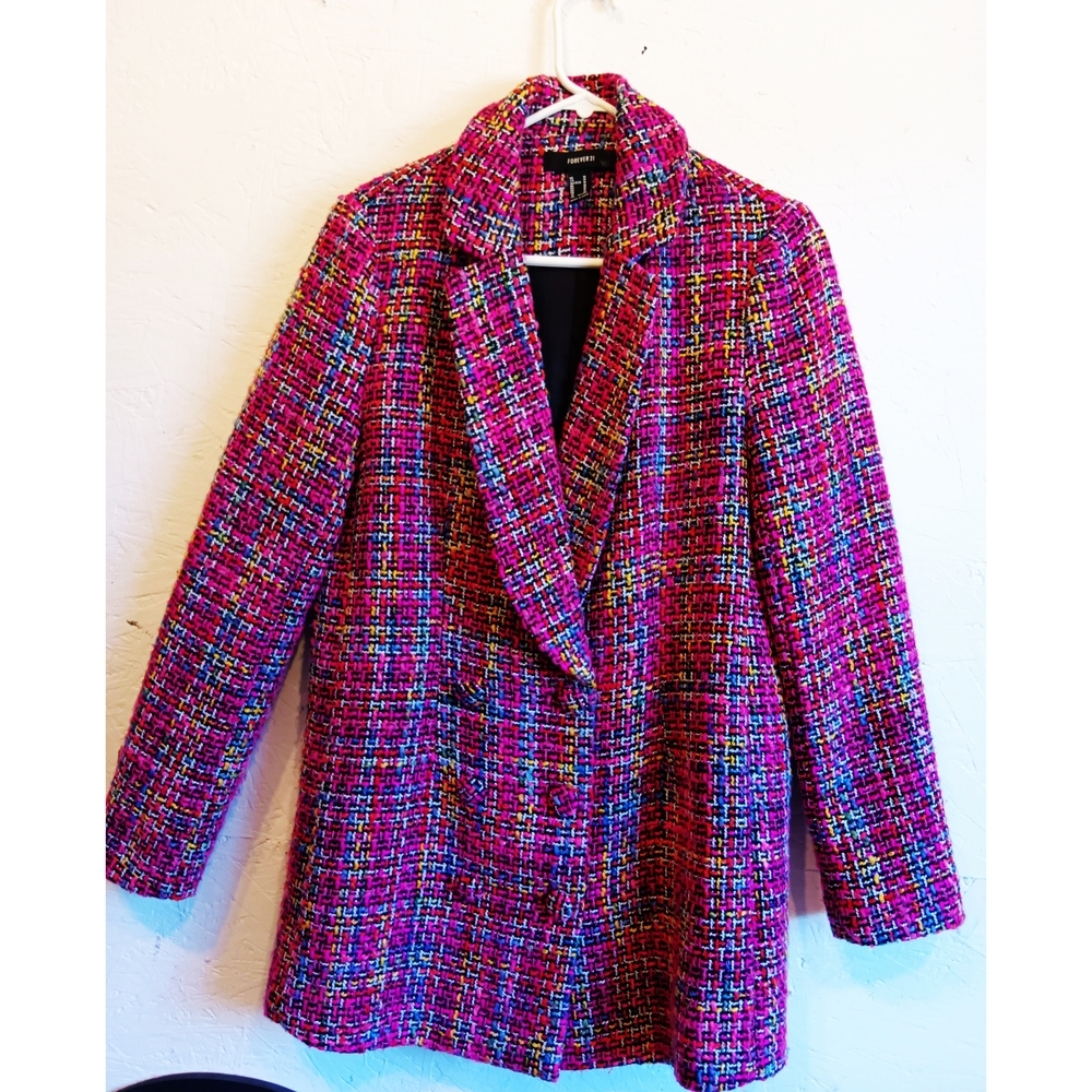 Forever 21 Pink Multi Tweed Blazer Jacket